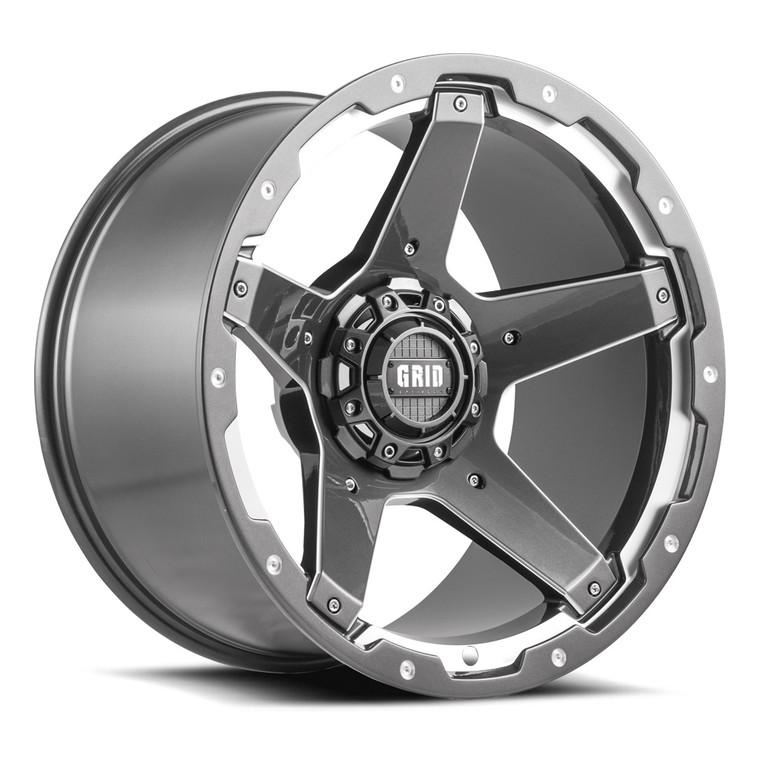 Grid Wheels 18x9 Gloss Graphite With Milled Accents | Grid Logo Center Cap | 3640lb Load Capacity