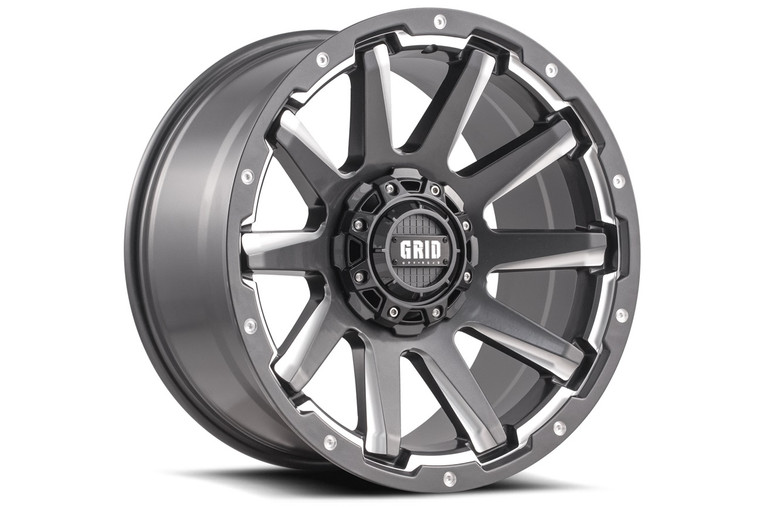 Enhance your ride with Gloss Graphite Grid Wheels | 20x9 | 5 Lug Patterns, 40 Inch Max Tire Capacity
