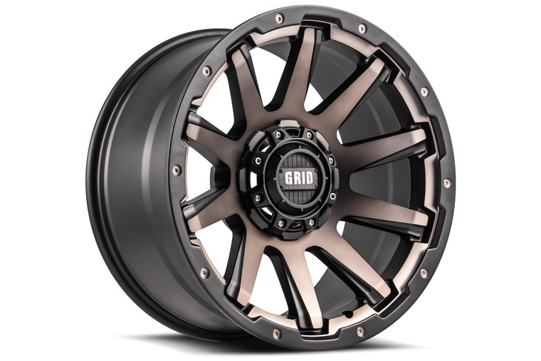 Grid Wheels GD05 | Matte Black With Metallic Dust Face | 20x9 Wheel | -12 Offset