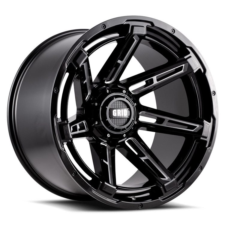 Enhance your ride with GD12 Gloss Black 18x9 Wheels | Grid Wheels | 1 Piece Cast Aluminum | TPMS Compatible