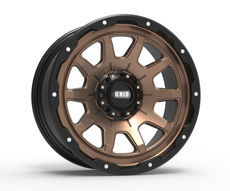 Upgrade your ride with Grid Wheels GD15 | 17x9 Matte Bronze Black Lip Wheel | 5 Bolt Patterns | 2600lb Load | TPMS Compatible | Limited Lifetime Warranty