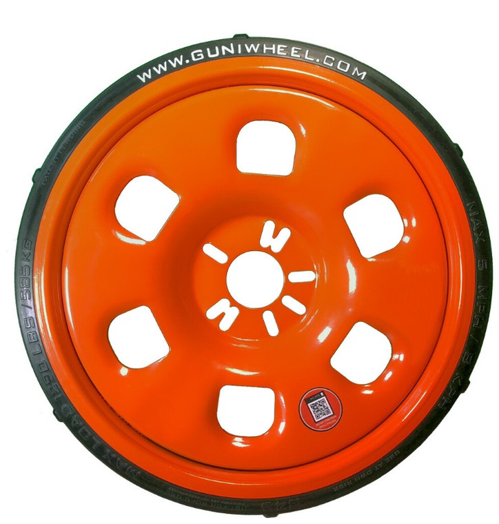GUNIWHEEL Temporary Repair Shop Wheel | Orange, 22.5x3, 5 & 6 Lug, 2500lb Capacity, Universal Bolt Design