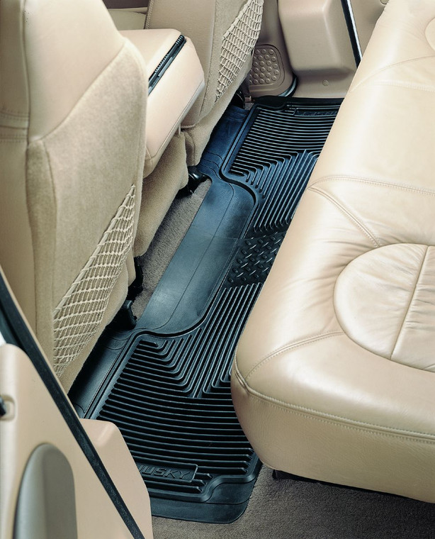 Husky Liner Floor Mat 52011 Heavy Duty Floor Mats; Multi-Fit; Raised Ridges; Black; Rubber; 2 Piece