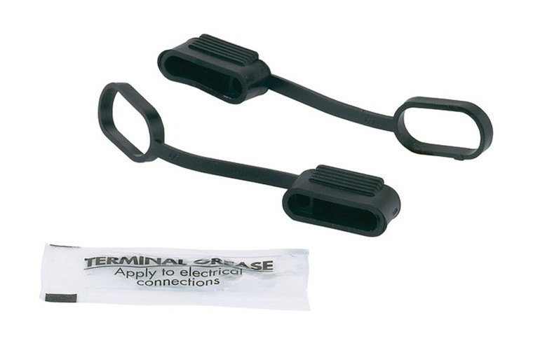 Hopkins MFG Trailer Wiring Connector Cover | 4 Wire Flat | Weatherproof Black Plastic | 2Pack | With Terminal Grease