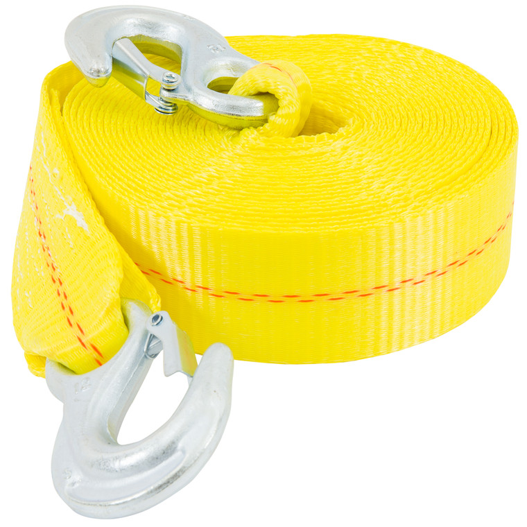 Ultimate 25ft Tow Strap | 2" Width | 5000lb Rating | Yellow | Spring Latch Included