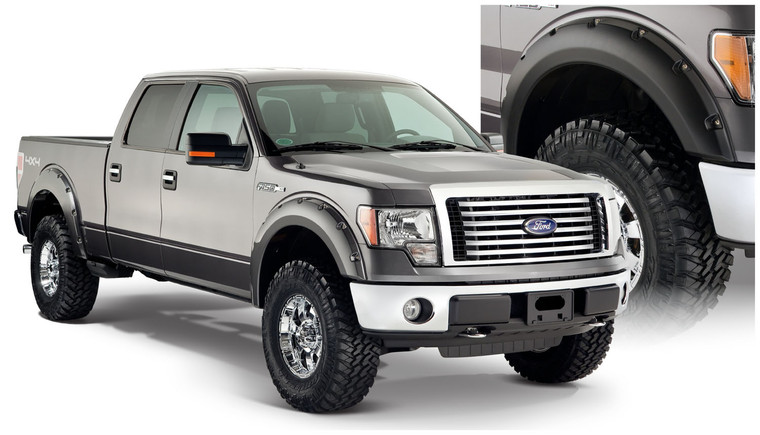 Heavy Duty Matte Black F-150 Fender Flares | Pocket Style, Dura-Flex, 1-1/2 Inch Tire Coverage