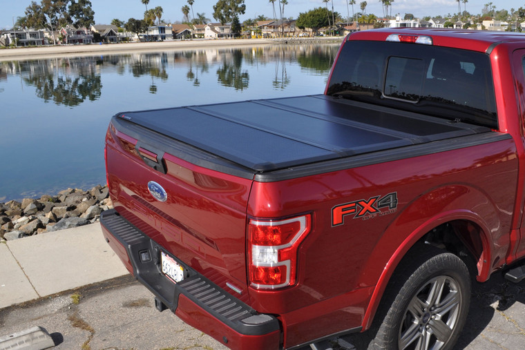 Leer HF350M Tonneau Cover | 2 Folds/ 3 Panels | Exclusive CYNC Latching System | Black Matte Fiberglass Reinforced | Easy On, Easy Off