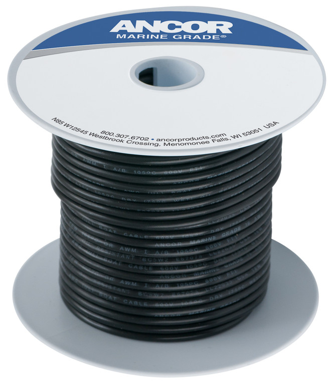 Ancor Marine Grade Black Primary Wire | 100ft Spool | 14 Gauge Multi-Strand Copper | Ultra Flexible, UV Resistant