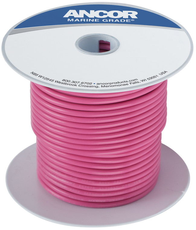 Ultimate Marine Grade Primary Wire | 14 Gauge, Ultra Flexible, Tinned Copper, Pink | 100 Feet Spool