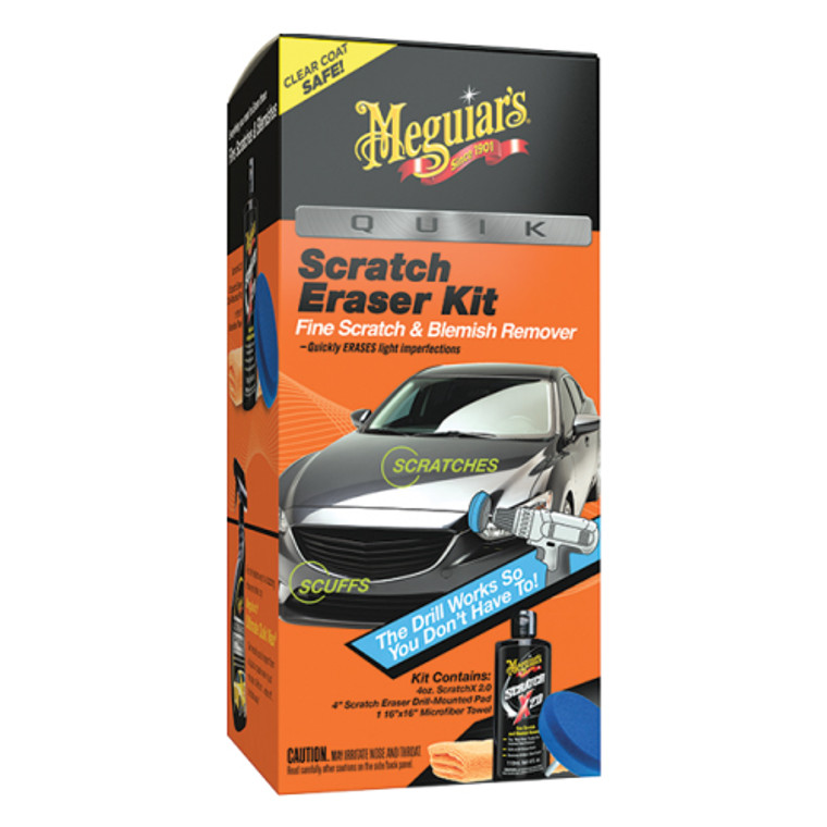 Meguiars Scratch Remover Kit | Quik Drill Activated Eraser | 4oz ScratchX Bottle | Clear Coat Safe