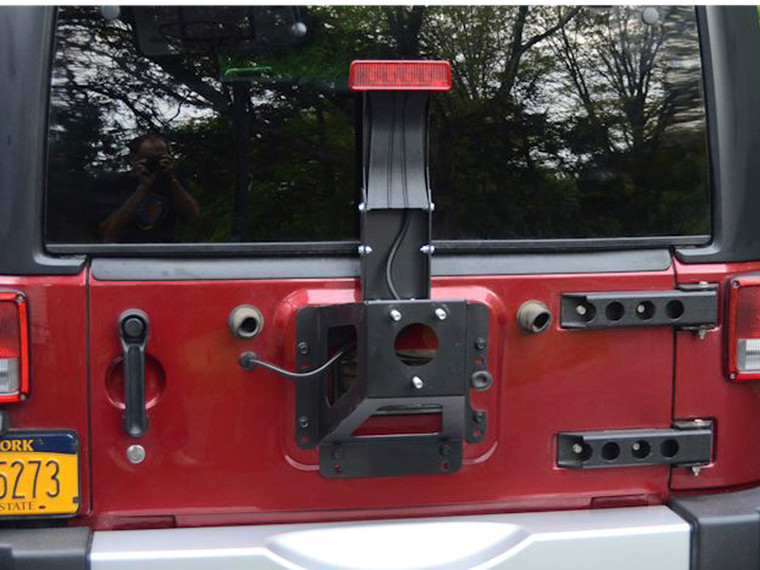 Top-notch MOR/ryde Spare Tire Carrier | Fits Various Jeep Wrangler JL, JK | Supports Up To 40 Inch Tire | Black, Includes Third Brake Light