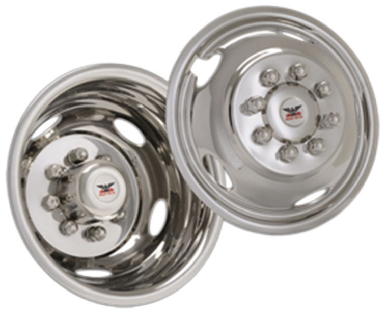 Upgrade Your Ford F-350 | Dual Rear Wheel Simulator Set | Fits 17 Inch 8 Lug Wheels | Stainless Steel - Polished Finish