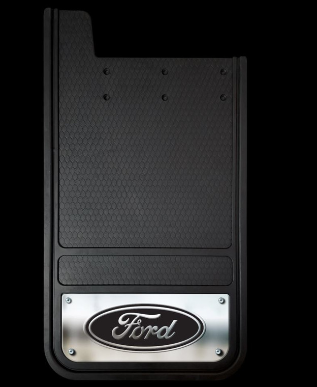 Heavy Duty Universal Mud Flap | 12x23in Set of 2 | Ford Logo Stainless Steel Fiberglass Reinforced