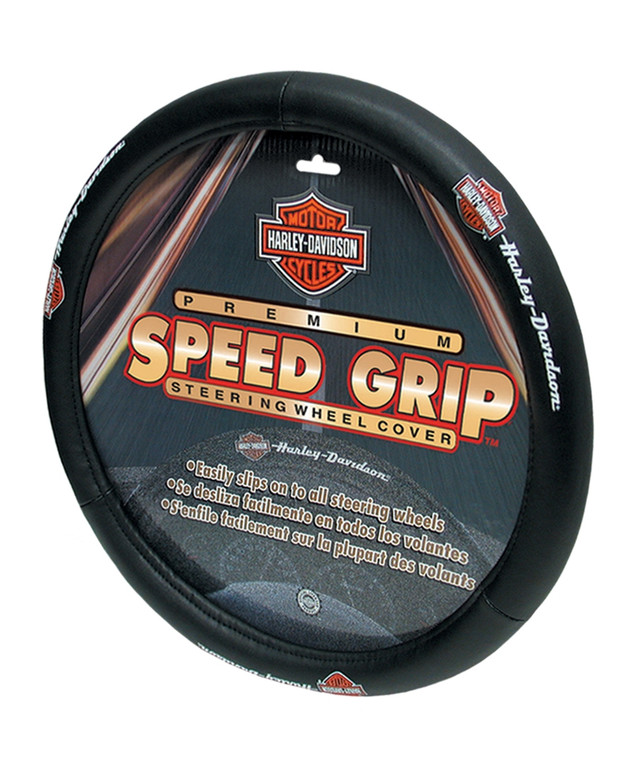 Harley-Davidson Speed Grip Steering Wheel Cover | Universal Fit | Black Rubber