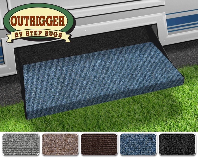 Enhance RV Entry | Micro-Ribbed Olefin Fiber Entry Step Rug | Atlantic Blue | Easy Install