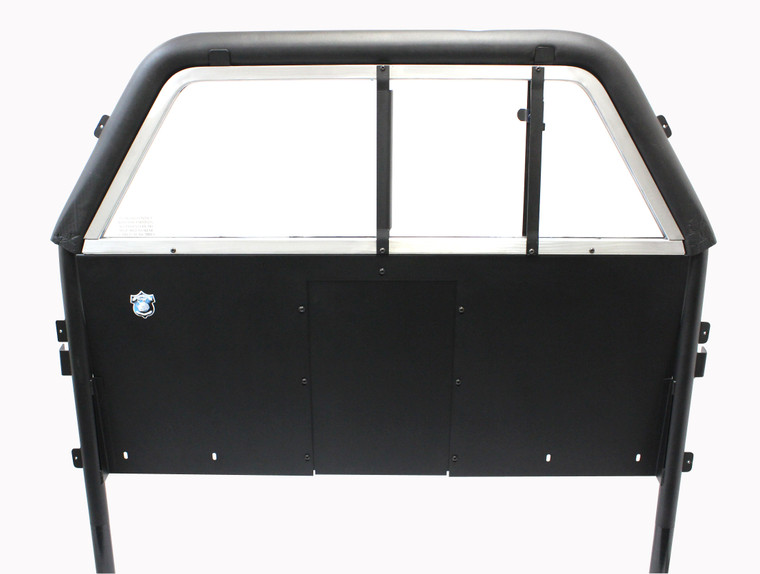 Go Rhino Safety Division Rear Seat Partition 5700WA Direct Fit; 45 Inch Width x 60 Inch Height; With Sliding Window; Coated Scratch Resistant Polycarbonate With Steel Frame