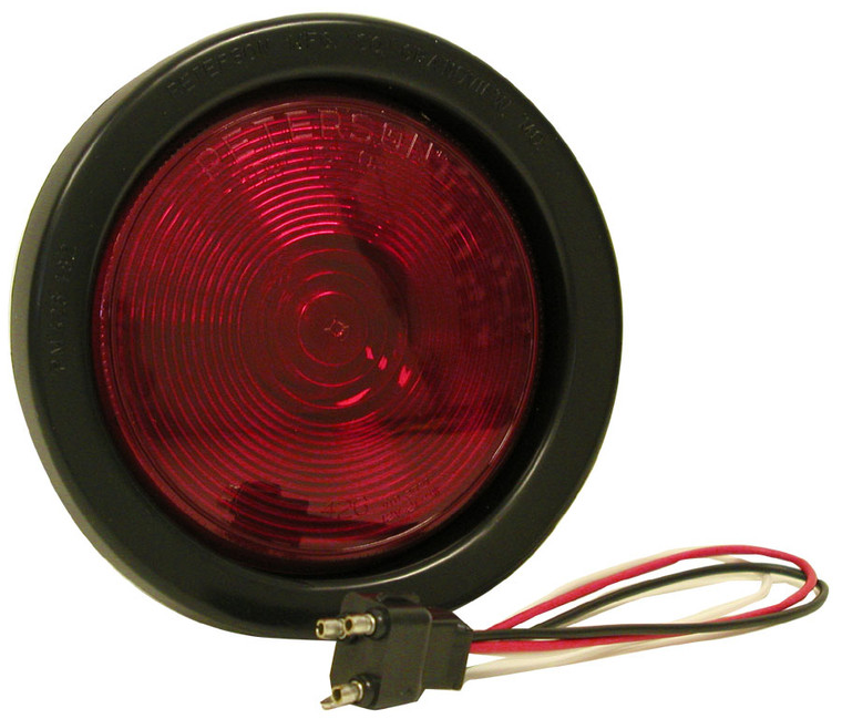 Peterson Mfg. Red Round Sealed Trailer Light | Stop/Turn/Tail | Extra Wide, Waterproof | With Grommet/Plug