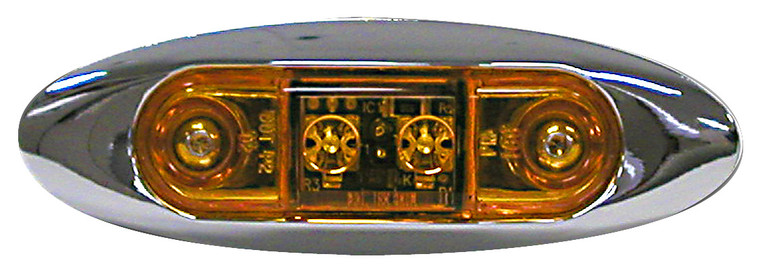 Peterson Mfg. LED Amber Clearance Light | Oblong Oval | Surface Mount | Chrome Bezel | Made in USA