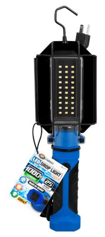 Heavy-Duty 1000 Lumens LED Work Light | Non-Slip Grip, Metal Shield, Swivel Hang Hook, 25ft Cord