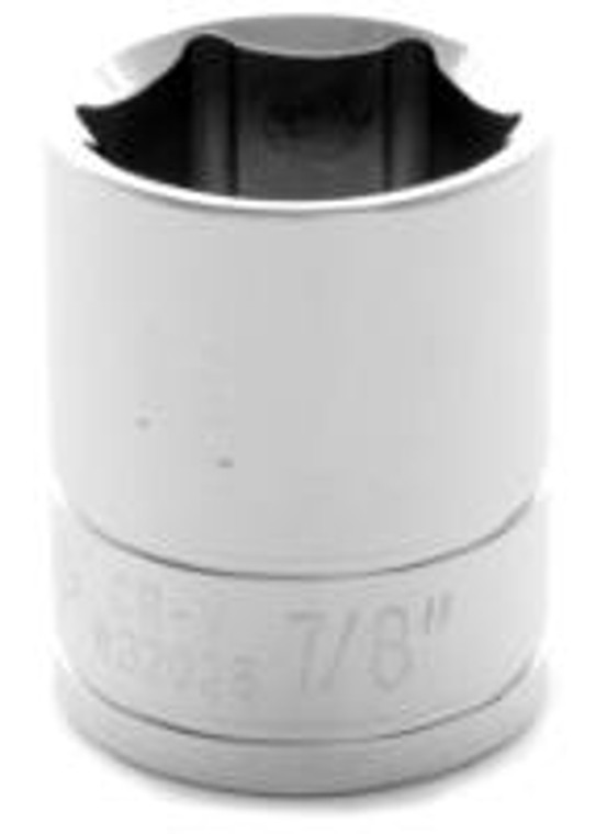 Performance Tool 1/2 Inch Drive Socket | 7/8 Inch 6 Point Standard | Nickel Chrome Plated Vanadium Steel