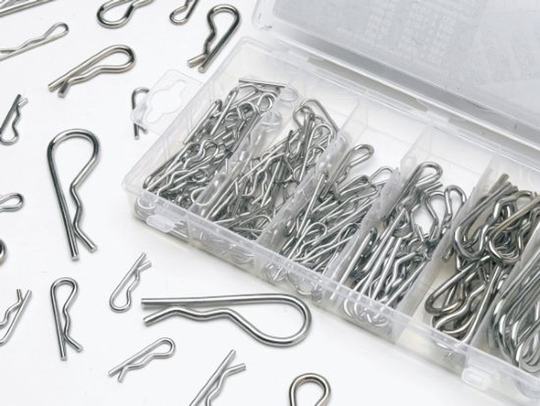 Performance Tool Hair Pin Clip Assortment | Stainless Steel E-Clip Set with 150 Pieces & Storage Case