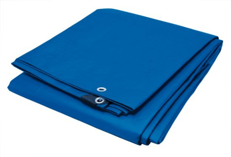 Performance Tool Blue Tarpaulin | 12x16 Ft Water, Mildew & Tear Resistant | Double Reinforced Corners