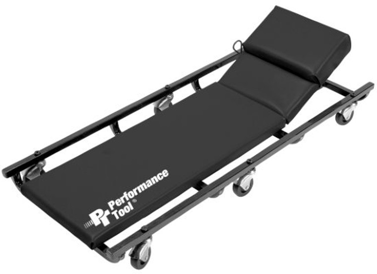 Performance Tool Creeper | Lever Action Headrest, Heavy Duty Steel Frame, Padded Deck, 6 Casters