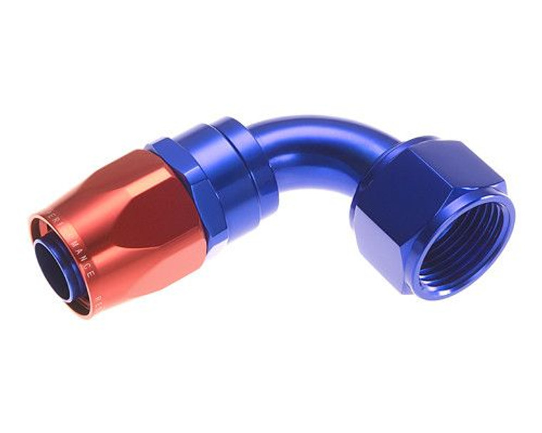 Custom Redhorse -8 AN Swivel Seal Hose End Fitting | 90 Degree Elbow - Blue/Red | Aluminum