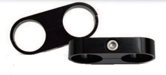 Redhorse Performance Hose Separator 730-12-12-2 730 Series; Use With -12 AN Hose; 2 Hole; 3/4 Inch Diameter; Anodized; Black; Aluminum; Single