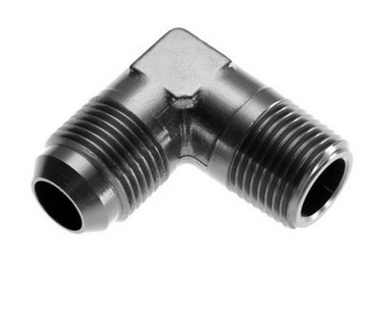 Redhorse Performance 822 Series -6 AN Male To 1/4 NPT Male 90 Degree Adapter Fitting | Black Anodized Aluminum