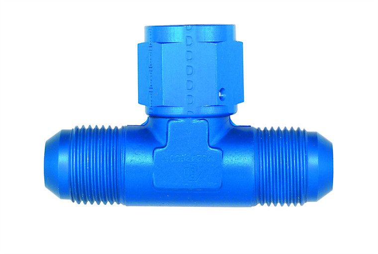 High Pressure -4 AN Blue Aluminum Tee Fitting | Aeroquip