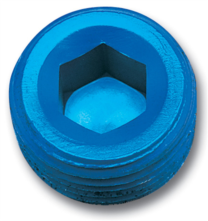 Russell Automotive Pipe Plug Fitting 662040 1/4 Inch Pipe Thread; Anodized; Blue; Single