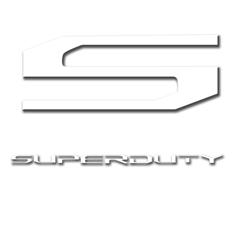 Exclusive White S And Super Duty Emblem | Fit 2017-22 Ford F-250 F-550 | Durable Matte Acrylic