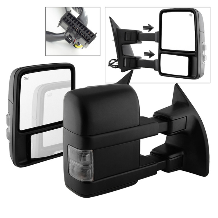 2008-2016 Ford F-Series: Extendable Tow Mirrors | Enhance Your Safety & Style with Power Adjustable, Heated Mirrors