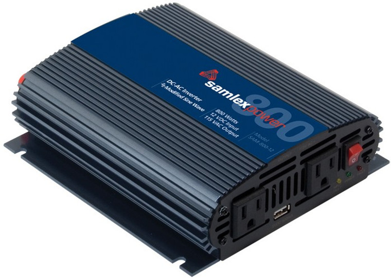 Samlex America 800W Power Inverter | Converts 12V DC to 115V AC | Compact Design with USB Port