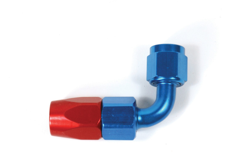 Premium Quality 90 Degree -4AN Hose End Fitting | Full Swivel Design | Lightweight Aluminum | Red/Blue Anodized Finish