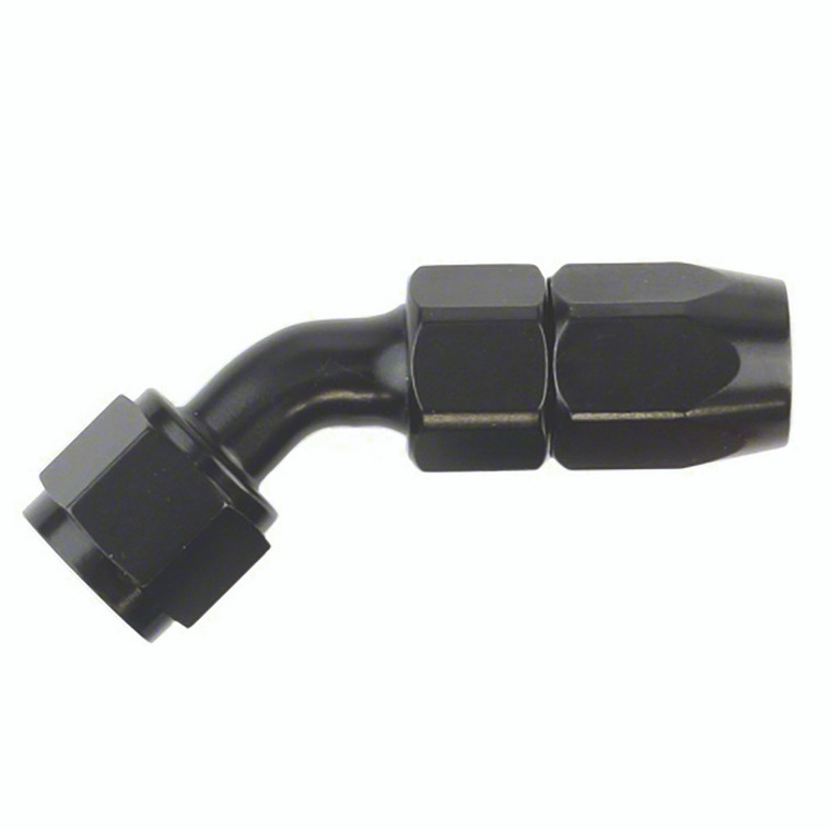 SpeedFX -6AN 45° Black Aluminum Hose End Fitting | Full Swivel, Reusable, Leak Proof Seal, Made in U.S.A