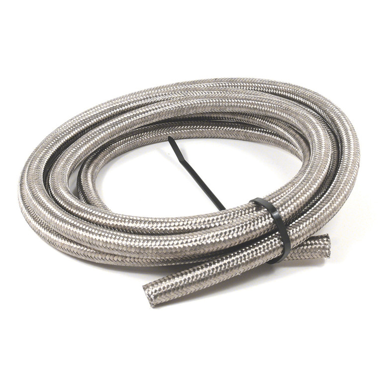 High Performance -6AN Braided Hose | 15ft Stainless Steel Braid | For Hydrocarbon and Alcohol Fuels/Oil/Coolant