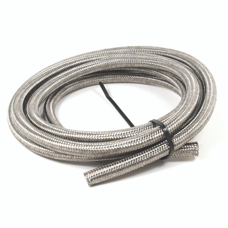 High Performance -10AN Braided Hose | For Hydrocarbon/Alcohol Fuels, Oil, Coolant | 15ft, Stainless Steel