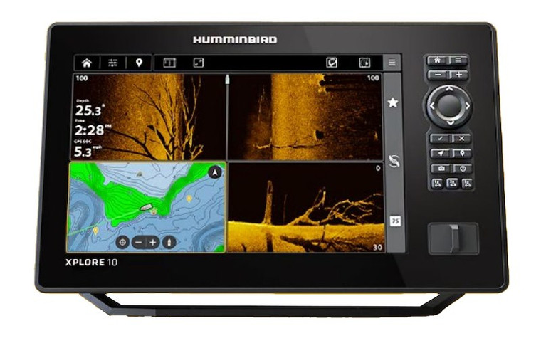Humminbird Fish Finder 412010-1CHO XPLORE 10 CHO; Use To Find Fish; 10 Inch LCD Display; Touchscreen Interface; CHO Sonar; Preloaded With 13 USA And Canada Regions; With Humminbird LakeMaster And CoastMaster VX Mapping Card