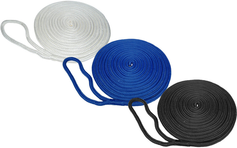 Taylor Made Boat Dock Line | Double Braided Nylon 1/2 Inch x 25ft with Spliced Eye End | 7850lb Strength