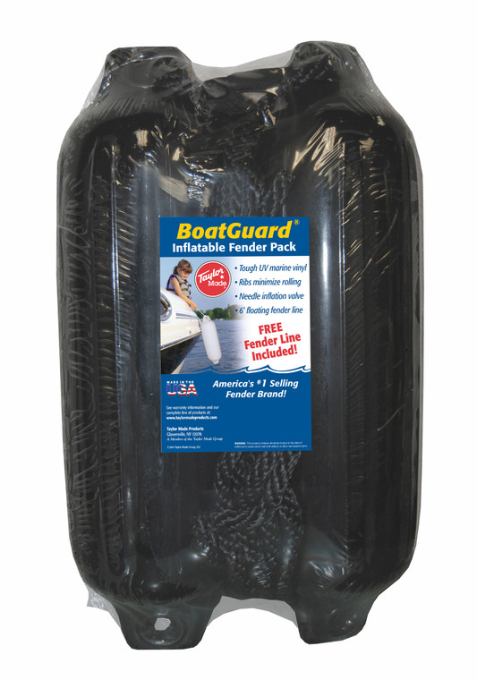 Taylor Made BoatGuard Boat Fender | Round 5x18 inch | Pack of 2 | Black Vinyl