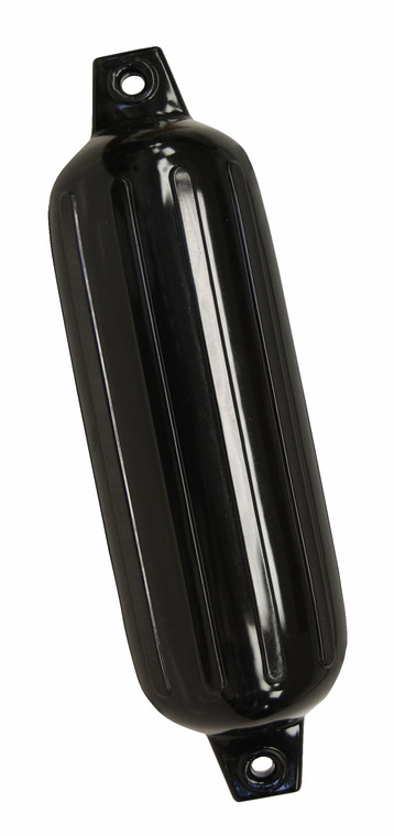 Taylor Made BoatGuard Ribbed Round Boat Fender - Black Vinyl | 6x22in | Shock Cord Hem, Lightweight & Water Repellent
