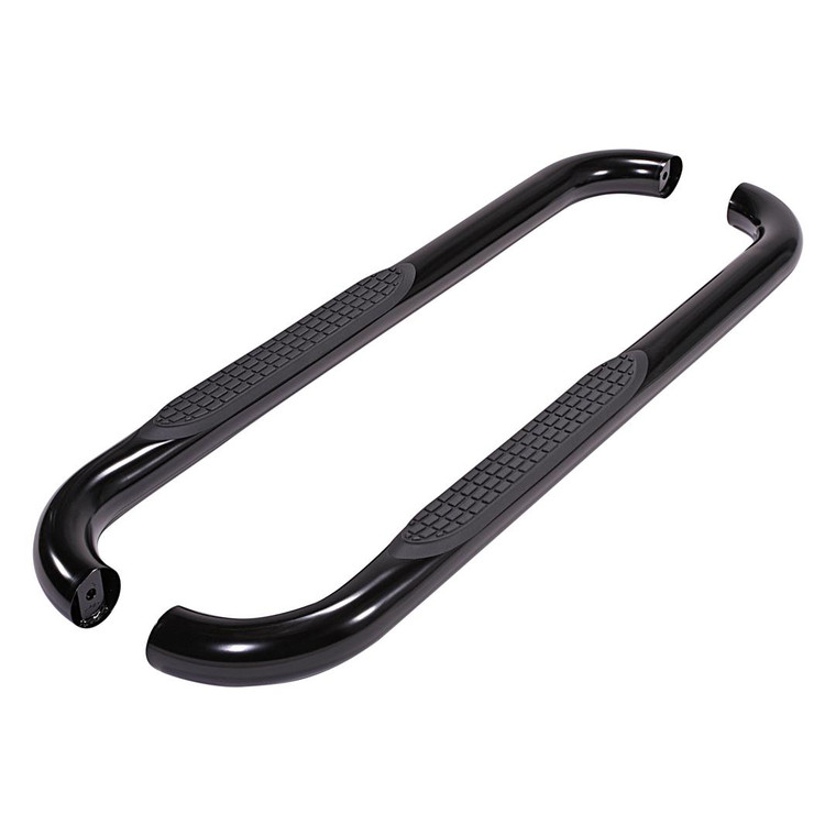TrailFX TFX Round Tube Side Steps | Black 3 Inch Round Bent Nerf Bar | Slip-Resistant Step Pads | Steel Construction