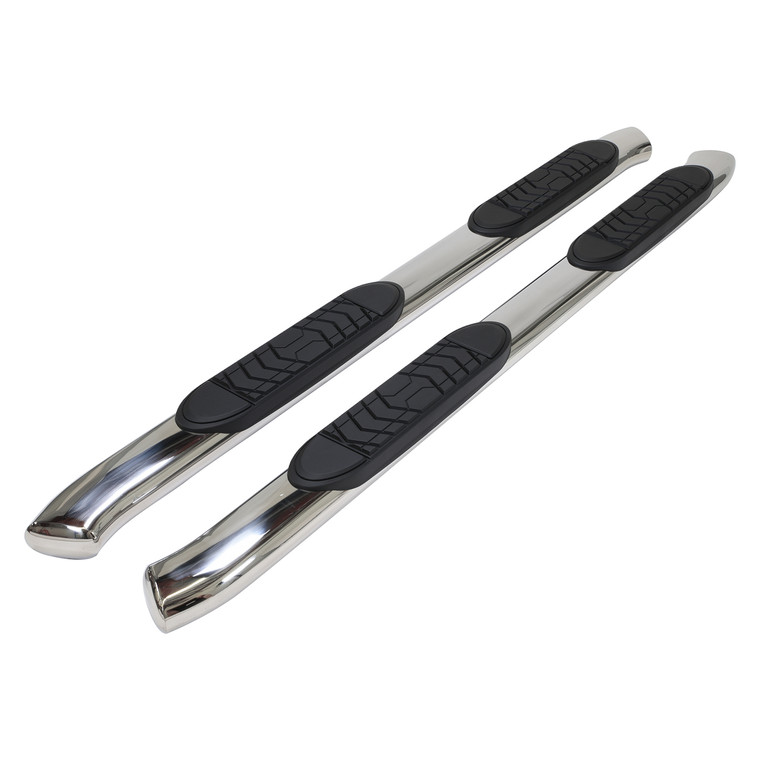 Enhance Your Truck with TFX 5" Oval Bent Side Bars | Polished Stainless Steel | Slip-Resistant Step Pads | Easy Install