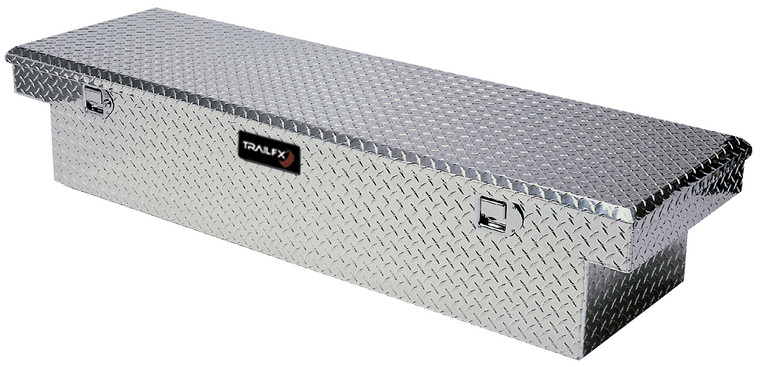 TrailFX Angled Diamond Tread Tool Box | 60"x19-1/4''x13-1/2'', 7.6 CU FT | Aluminum Construction, Secure Stainless Steel Latch, Self-Opening Shock