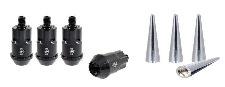 True Spike 1/2x20 Wheel Lock Set | Black Steel Lug Nut Locks | 60 Degree Conical Acorn Design