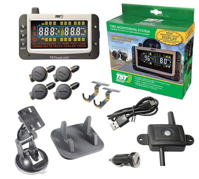Enhance RV and Trailer Safety with TST 507 TPMS | 4 Flow Thru Sensors, Wide Screen Display, Alerts