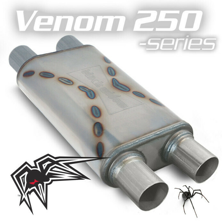 Upgrade Your Ride with Black Widow Exhaust Venom 250-Series | Bi-Directional Stainless Steel Muffler | Crisp Aggressive Sound