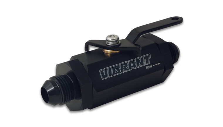 Vibrant Performance Shut Off Valve 16748 -8AN To -8AN Male; Aluminum; Black; Anodized